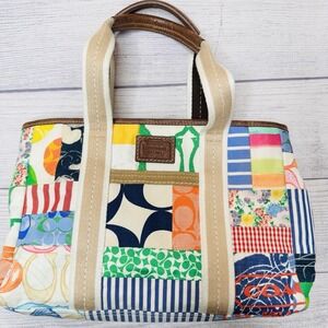 Coach Patchwork‎ Tote Bag Multicolor Handbag 10454 Vintage Y2K Hamptons Weekend